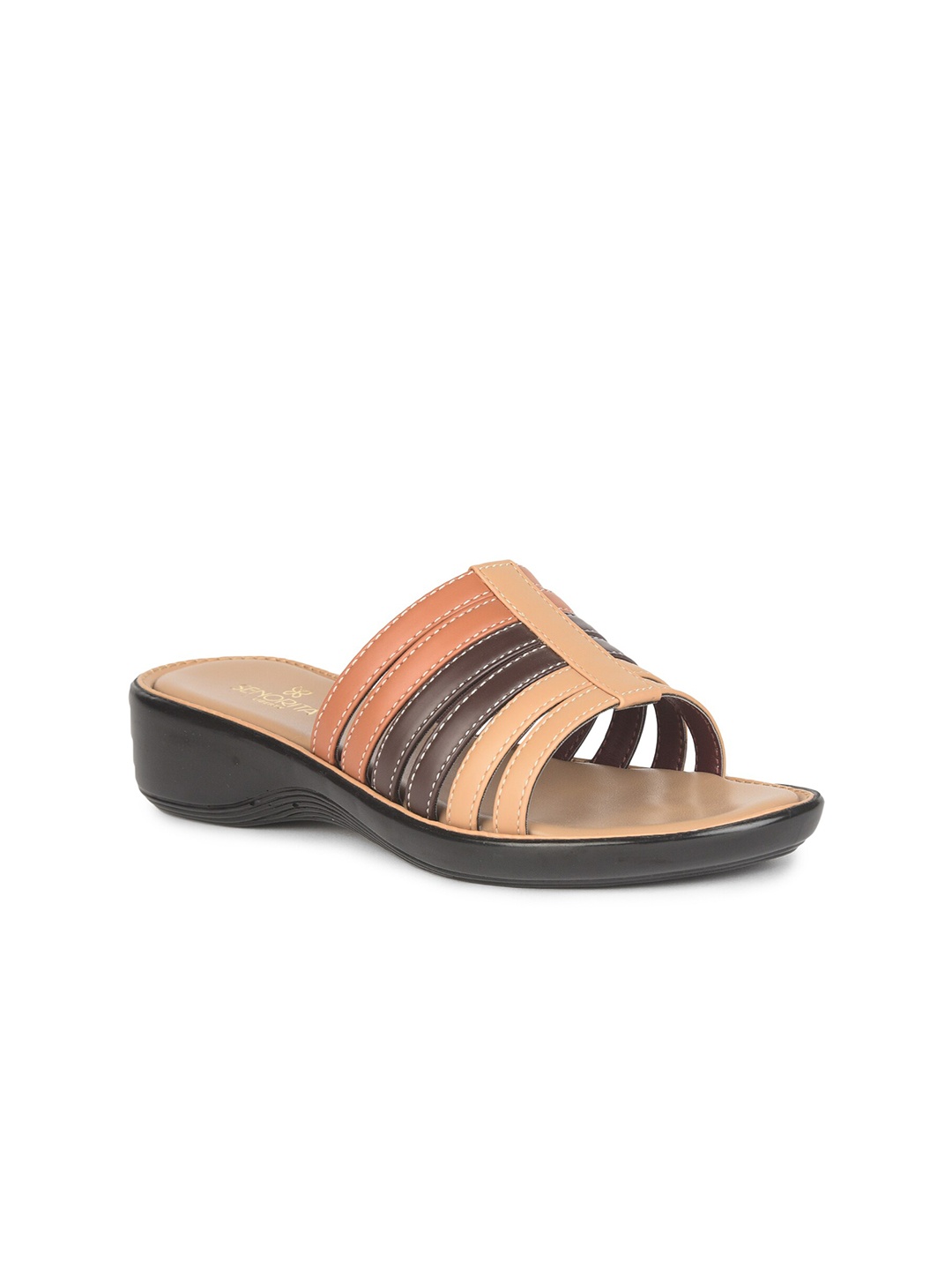 

Liberty Women Colourblocked Flatform Heels, Beige