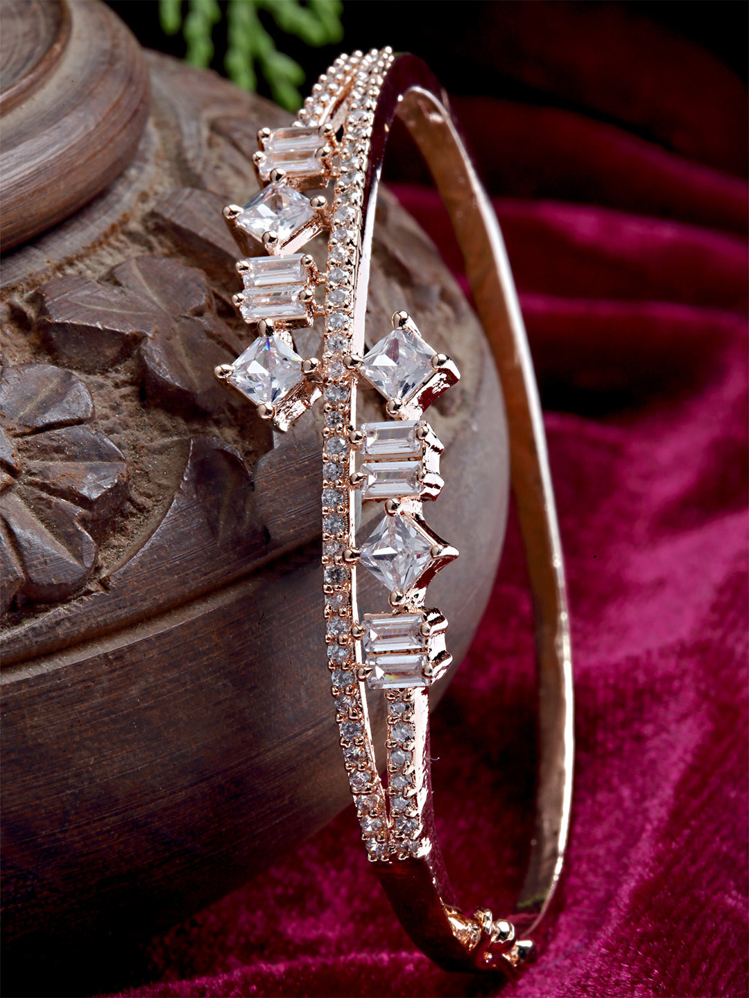 

KARATCART Rose Gold-Plated Rose Gold AD Studded Bangle