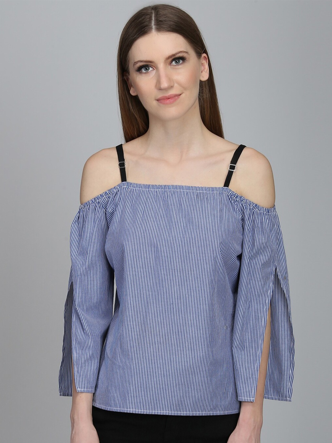 

DODO & MOA Peach-Coloured Striped Crepe Top