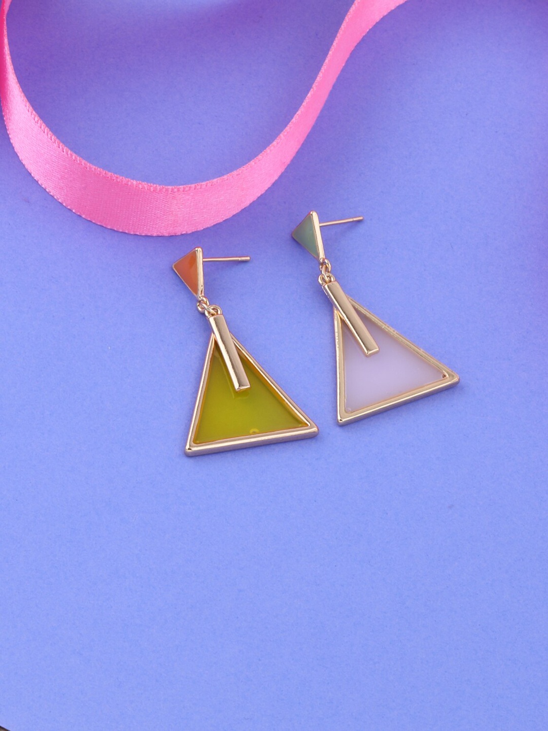 

Silver Shine Multicoloured Geometric Drop Earrings, Multi