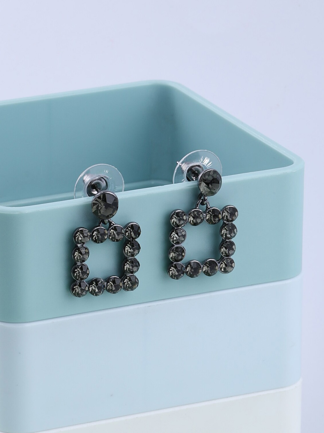 

Silver Shine Black Contemporary Jhumkas Earrings
