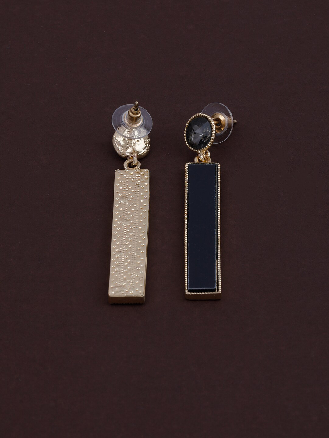 

Silver Shine Black & Gold Plated Contemporary Drop Earrings