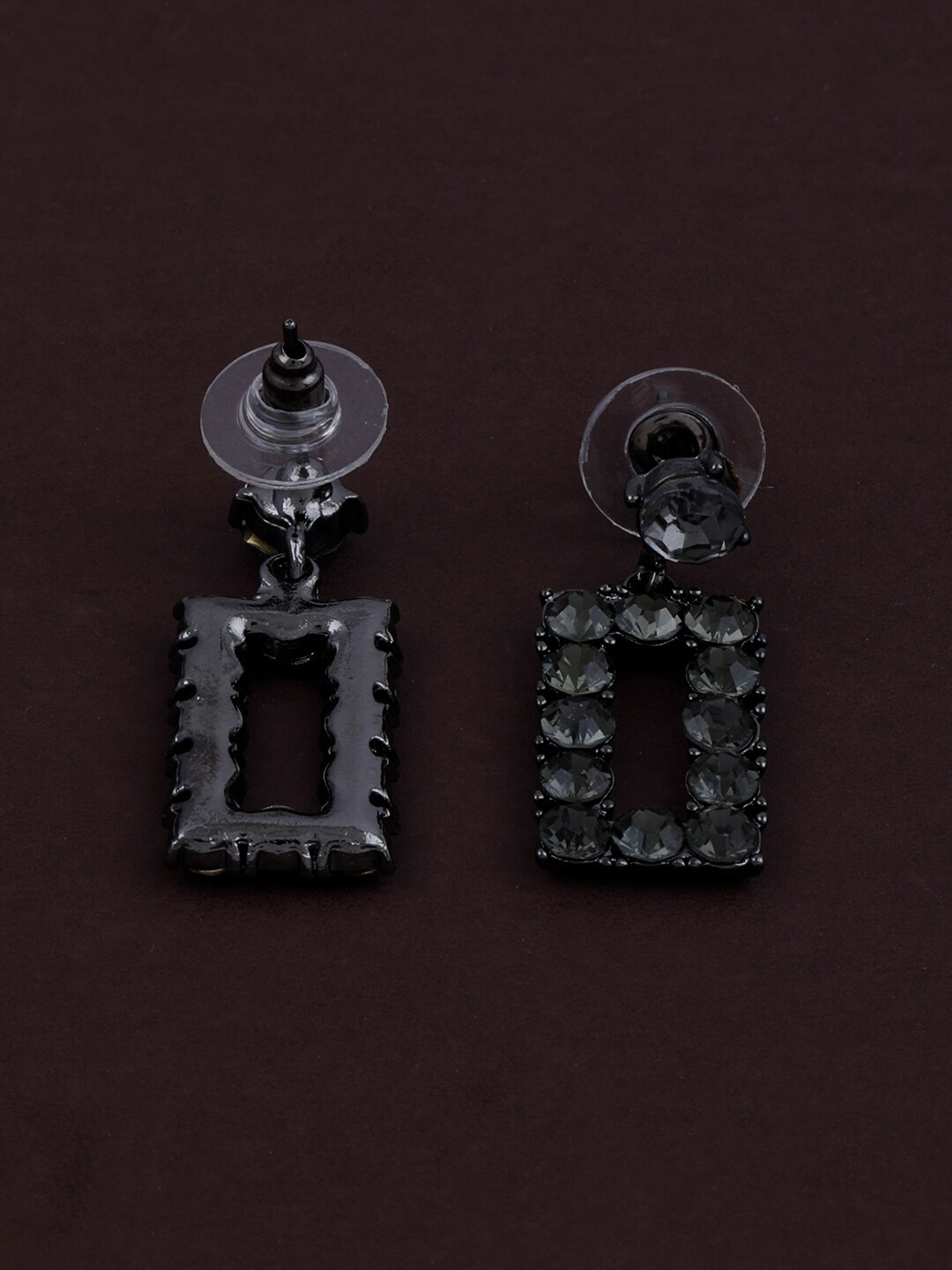 

Silver Shine Black Contemporary Jhumkas Earrings