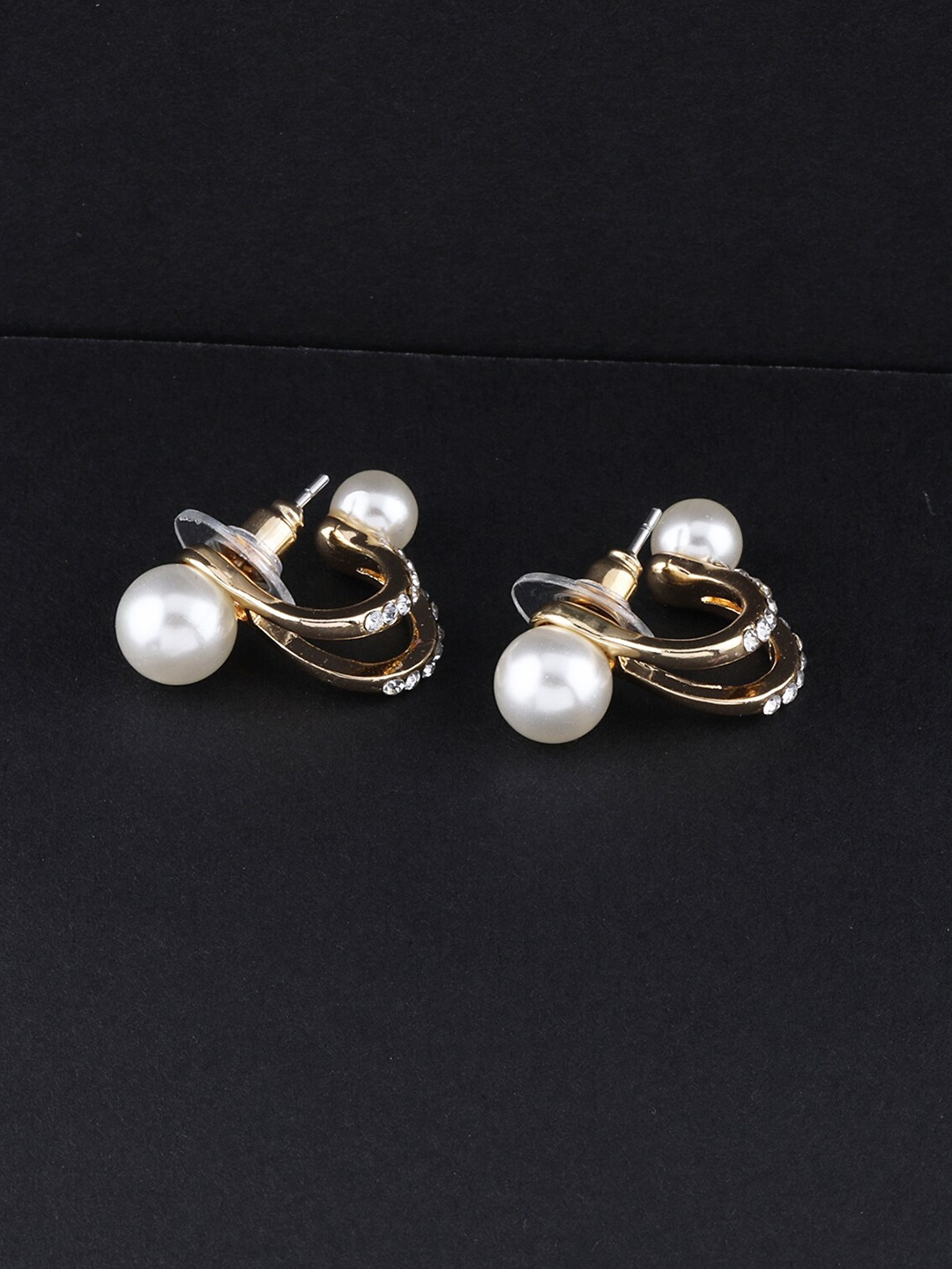 

Silver Shine Gold-Toned Contemporary Studs Earrings