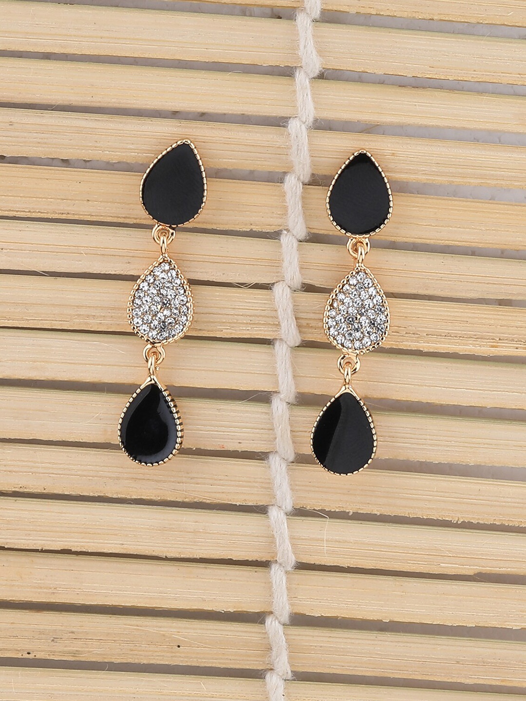 

Silver Shine Black Contemporary Drop Earrings