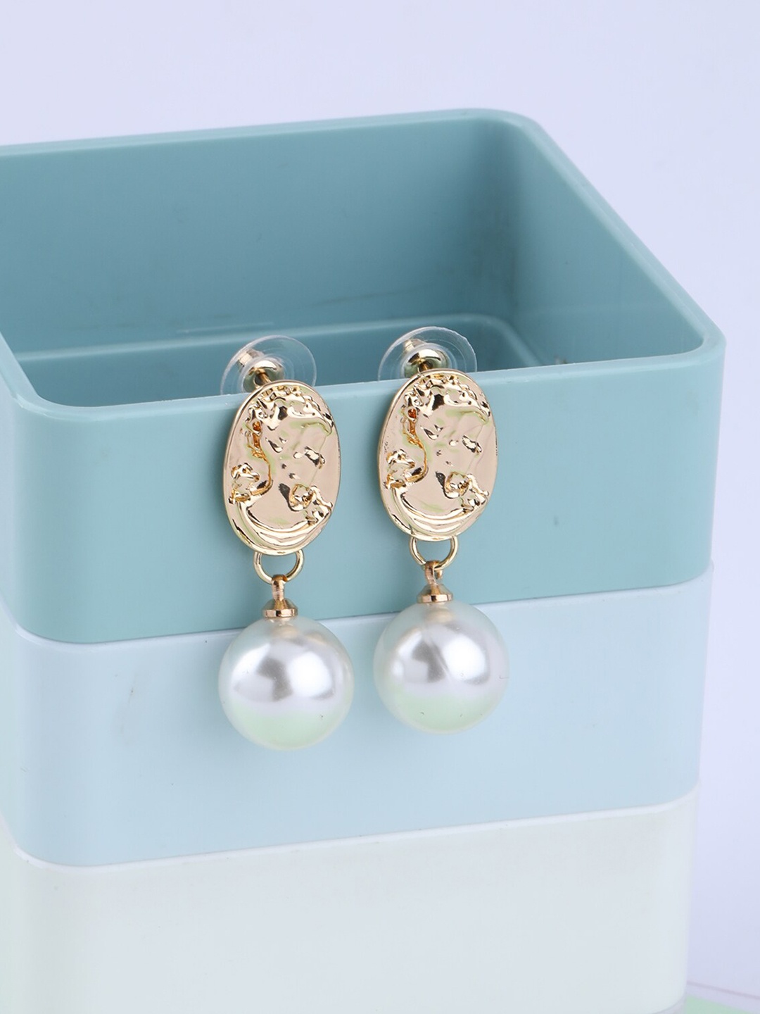 

Silver Shine Gold-Toned Contemporary Drop Earrings