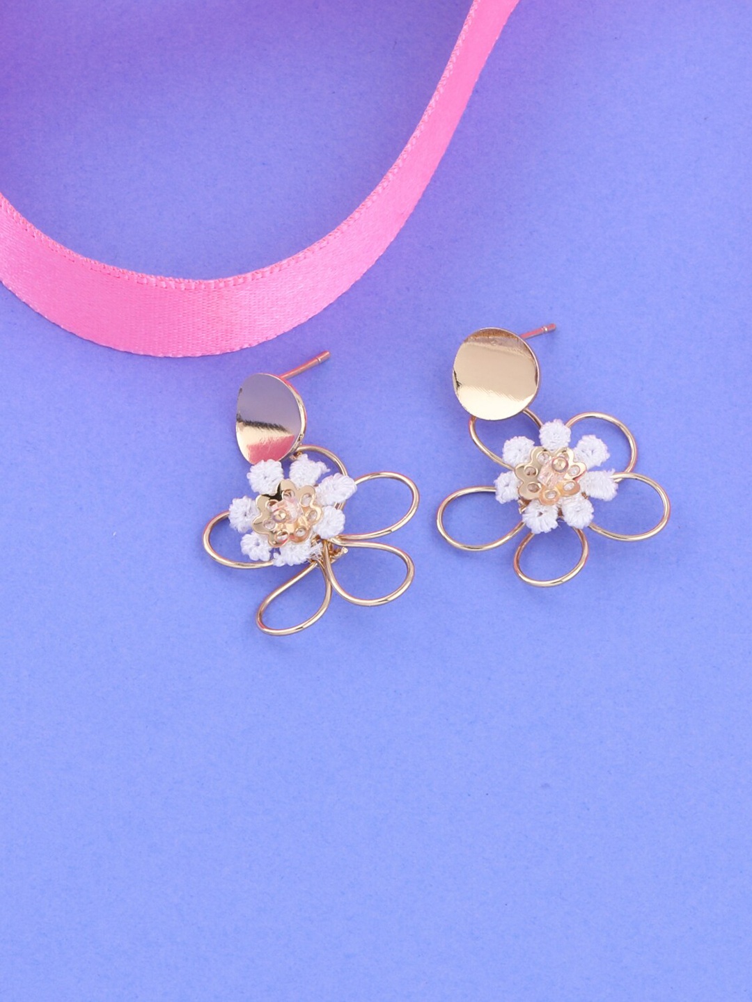 

Silver Shine Gold-Toned Contemporary Drop Earrings