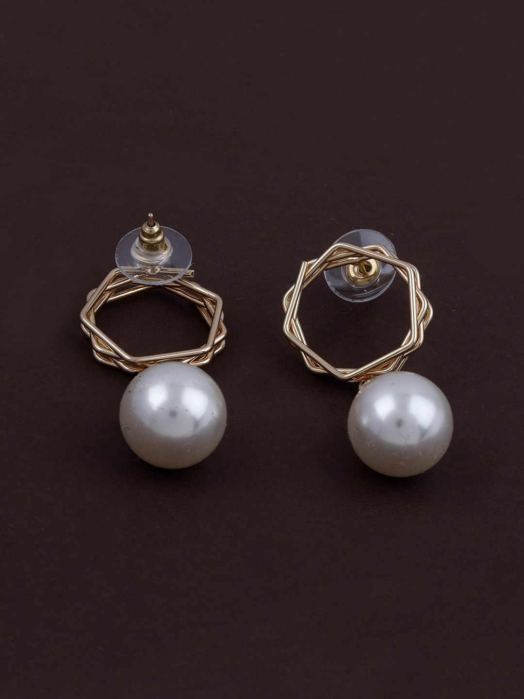 

Silver Shine Gold-Toned Contemporary Drop Earrings