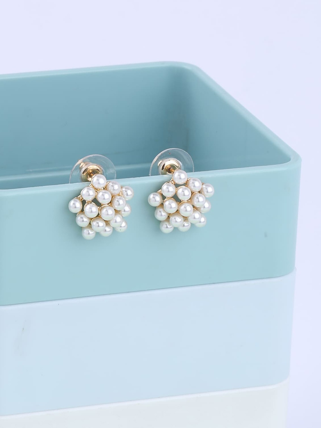 

Silver Shine Gold-Toned Contemporary Studs Earrings