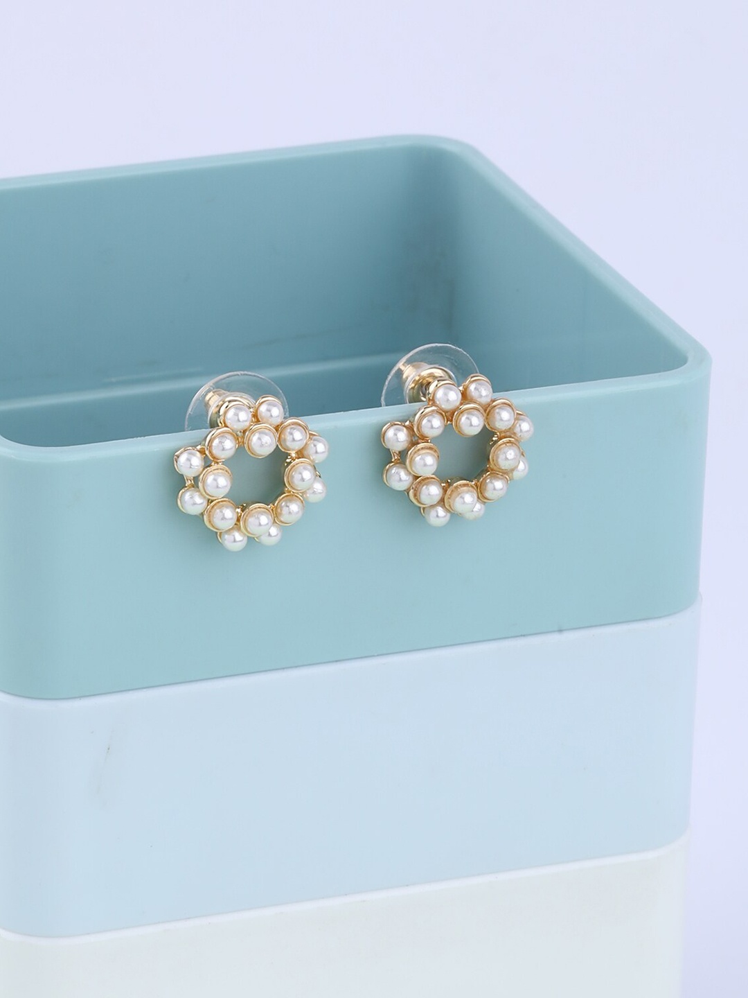 

Silver Shine Gold-Toned Contemporary Studs Earrings