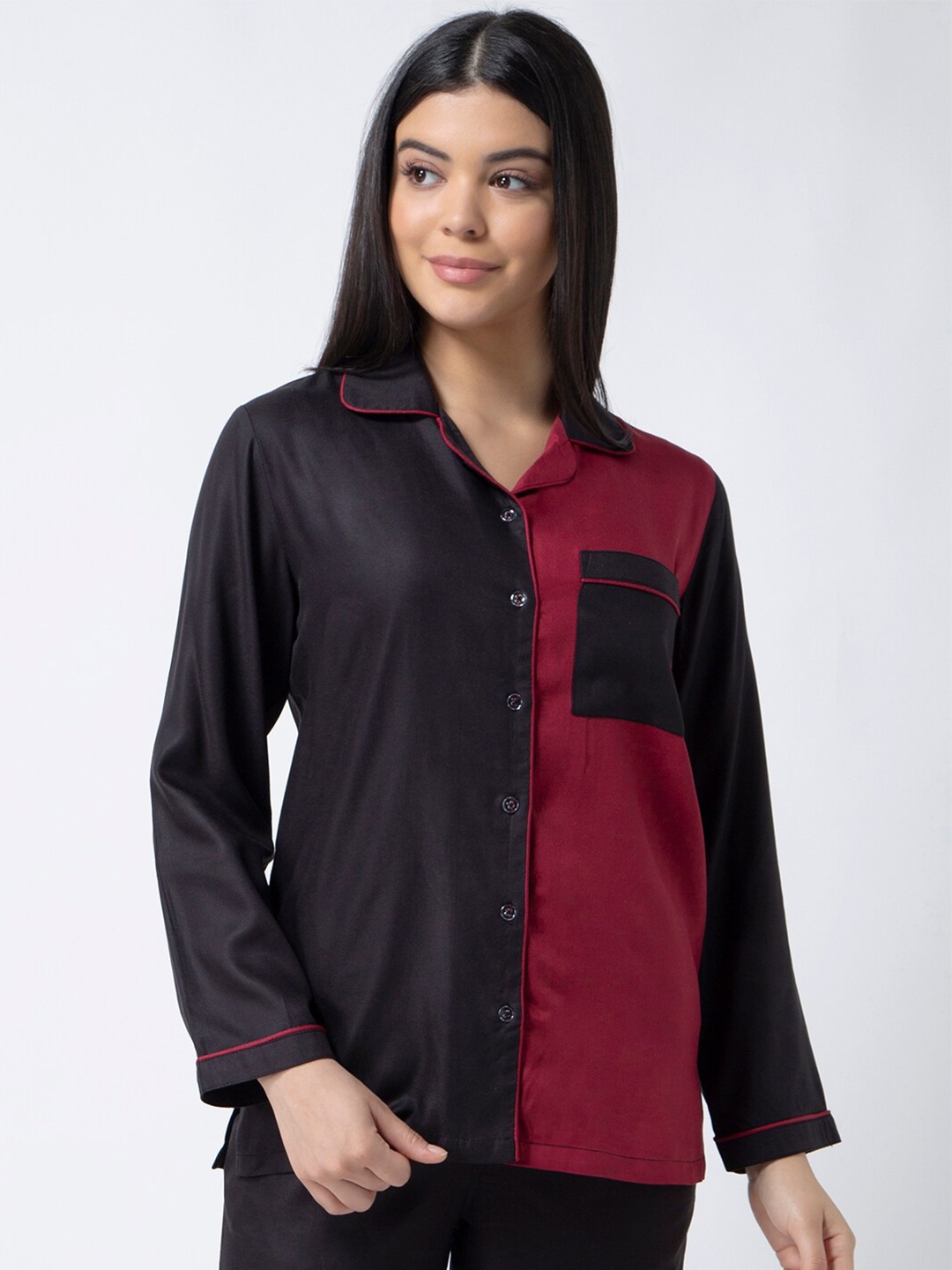 

ADORENITE Black Shirt Style Top