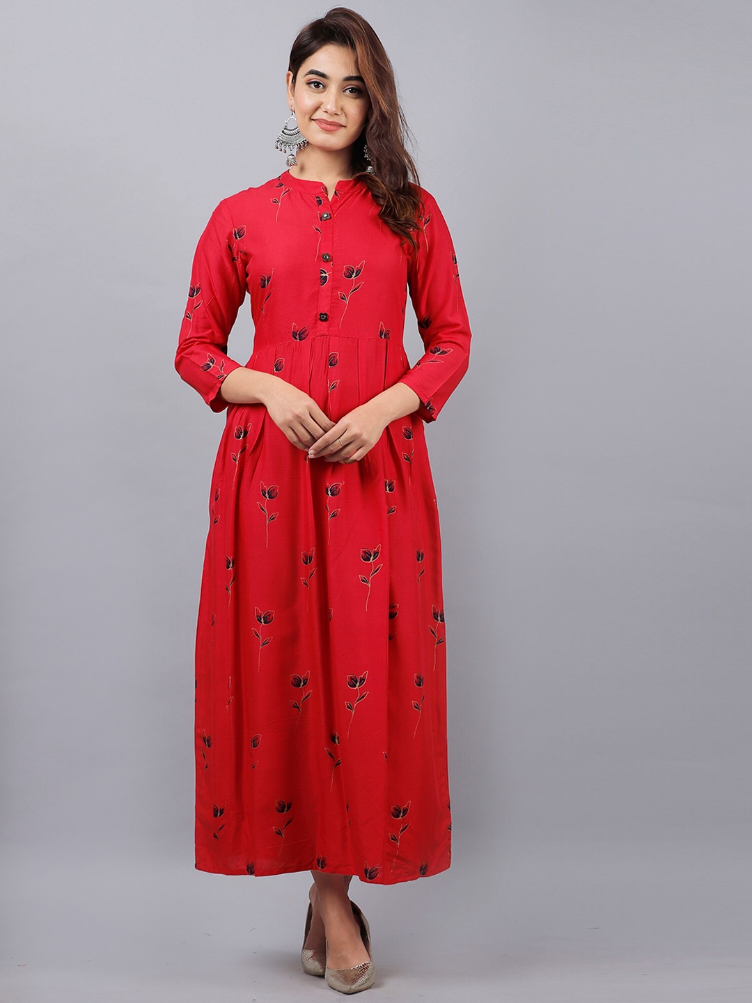 

DORIYA Women Pink Ethnic Motifs Embroidered Thread Work Floral Kurta