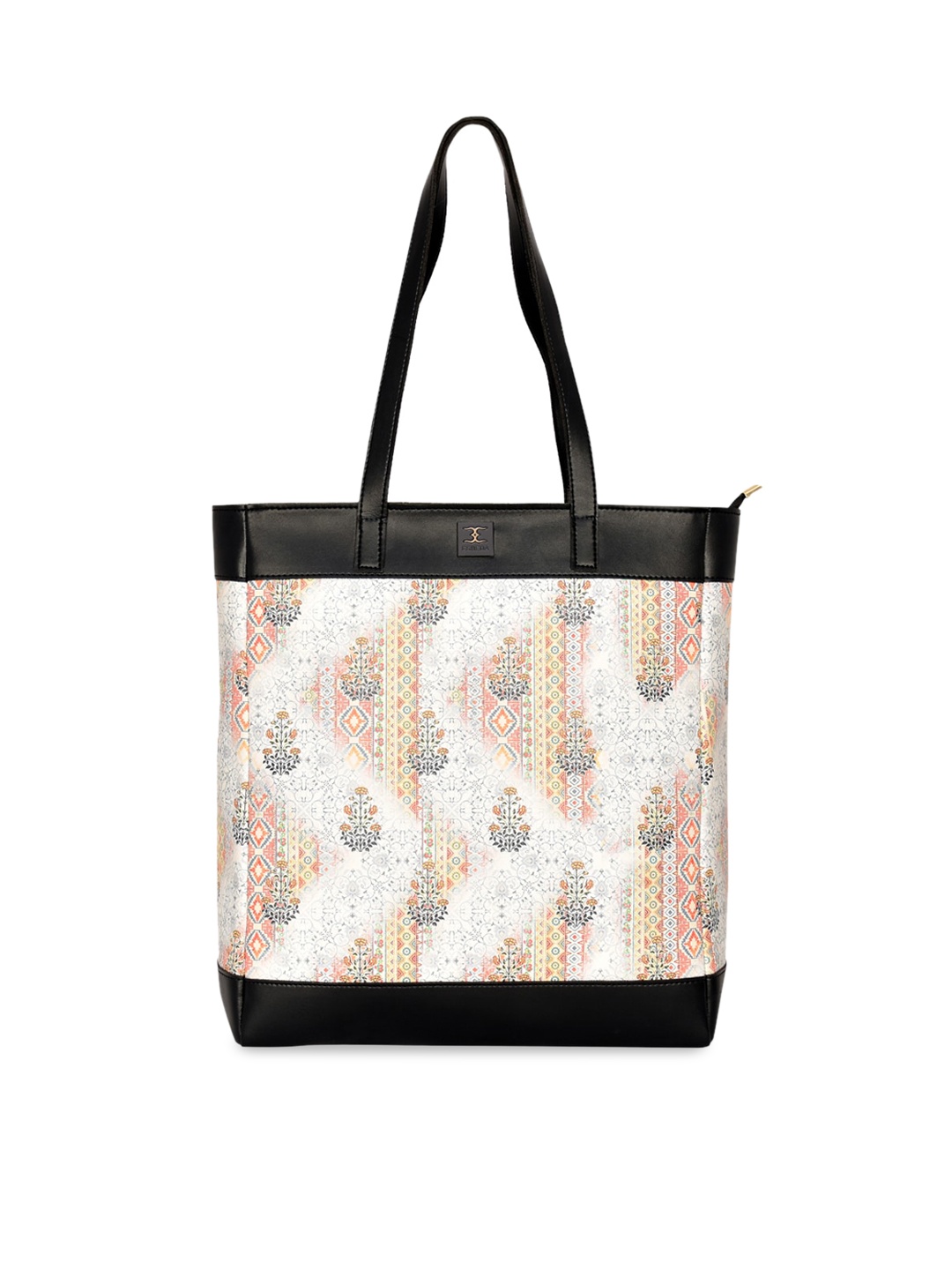 

ESBEDA White Printed PU Oversized Shopper Tote Bag