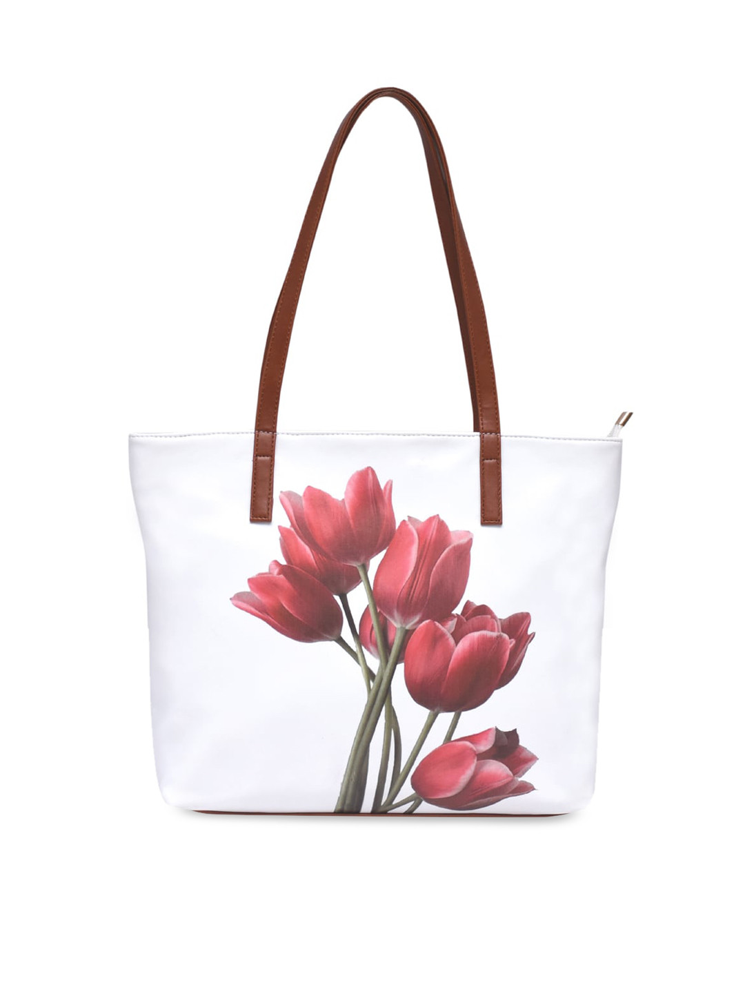 

ESBEDA White Floral Printed PU Shopper Shoulder Bag For Women