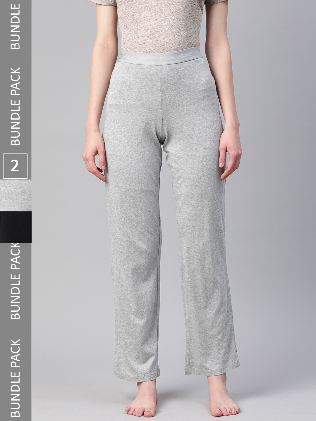 

Marks & Spencer Pack Of 2 Women Regular Fit Lounge Pants, Grey melange