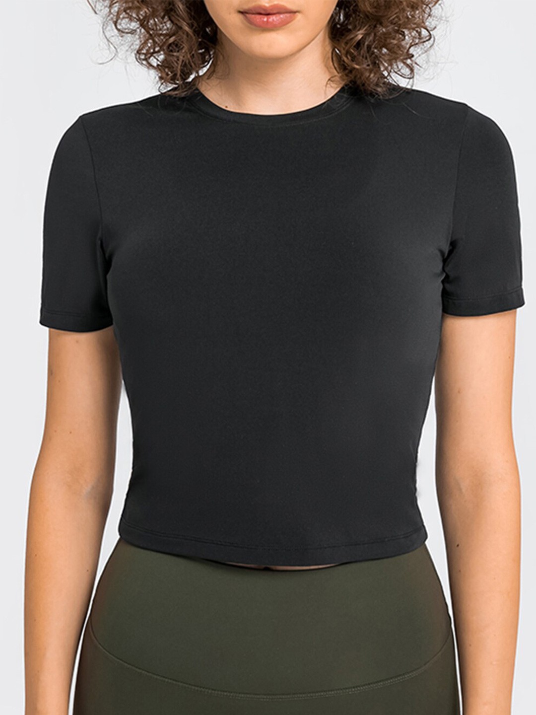

URBANIC Women Black Colourblocked High Neck T-shirt