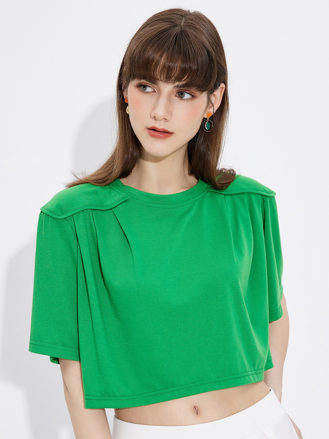 

URBANIC Women Green Extended Sleeves T-shirt