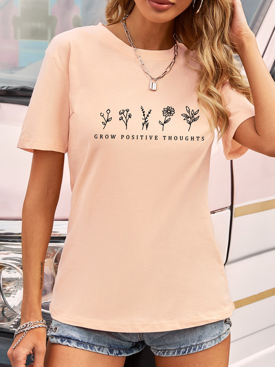 

URBANIC Women Pink V-Neck T-shirt