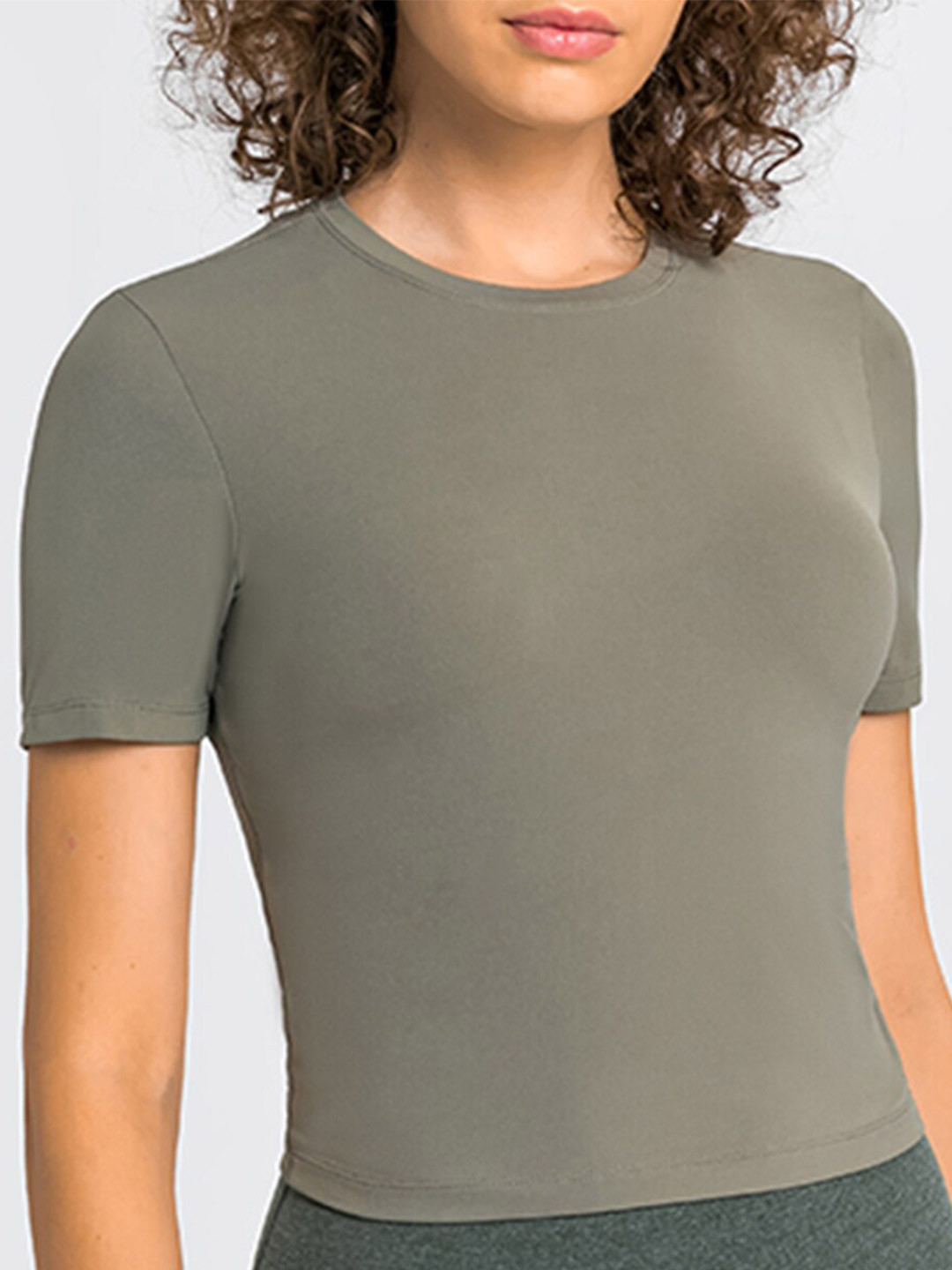 

URBANIC Women Olive Green Colourblocked V-Neck T-shirt