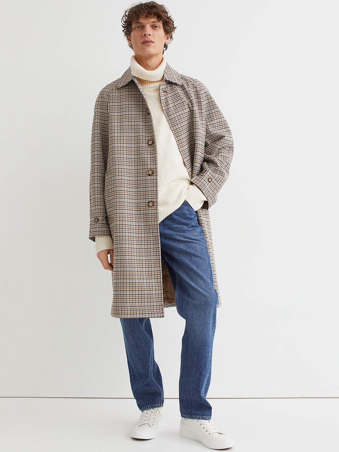 

H&M Men Beige Twill Car Coat