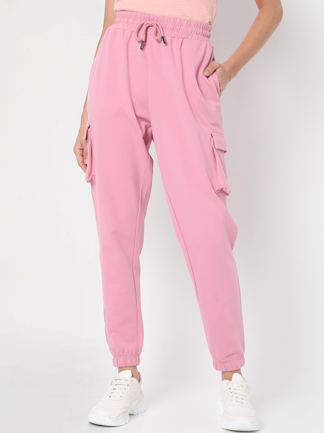 

Vero Moda Women Pink Solid Straight-Fit Cotton Track Pants