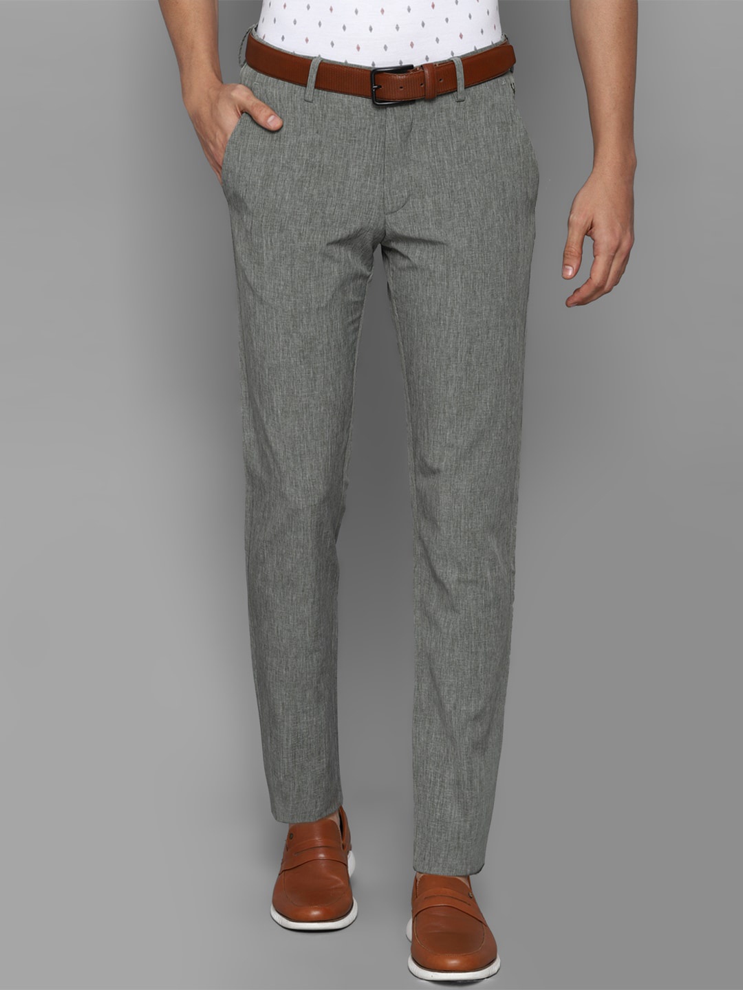 

Allen Solly Men Grey Slim Fit Trousers