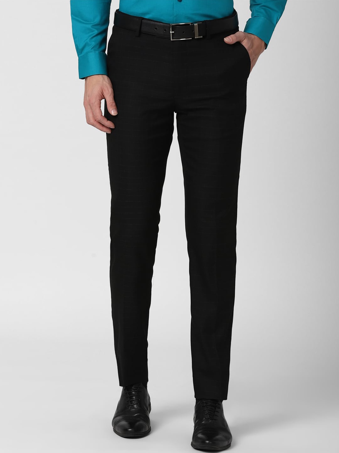 

Peter England Men Black Slim Fit Trousers