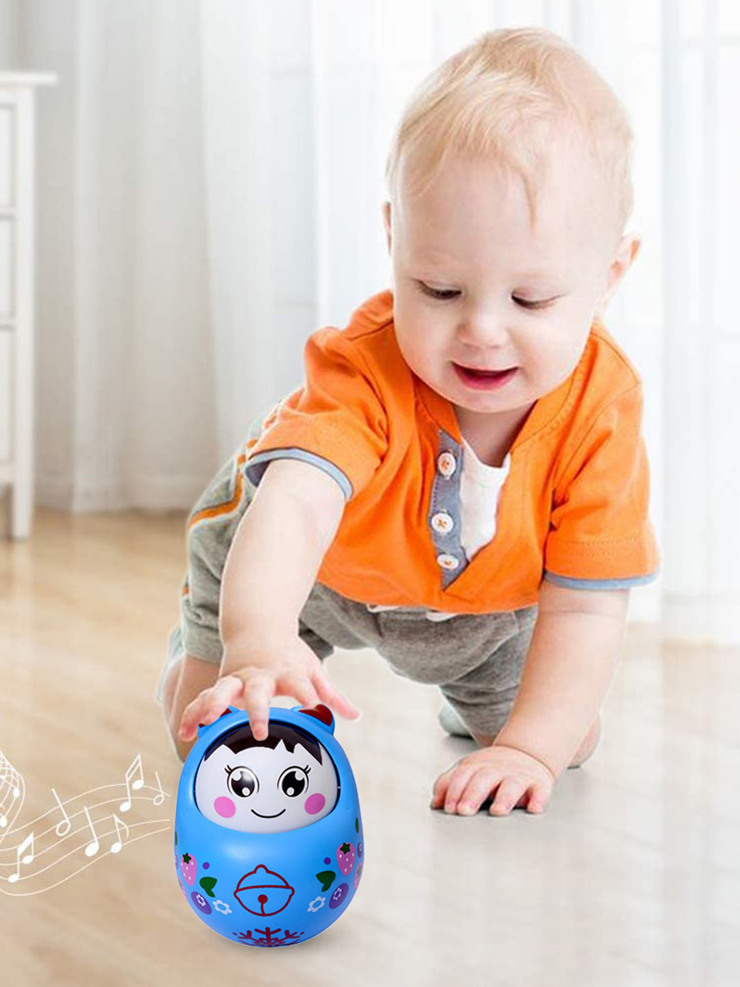 

WEMBLEY Blue Roly Poly Push & Shake Wobbling Bell Sounds Musical Toys