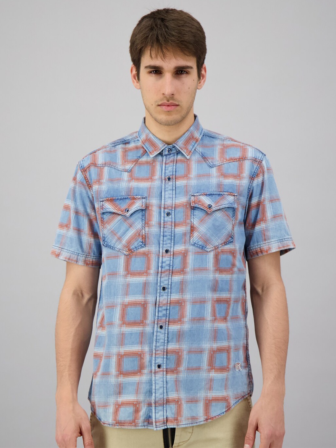 

FREESOUL Men Blue Slim Fit Tartan Checks Checked Casual Shirt