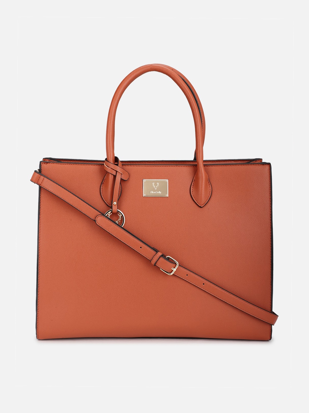 

Allen Solly Orange PU Oversized Bowling Handheld Bag with Tasselled