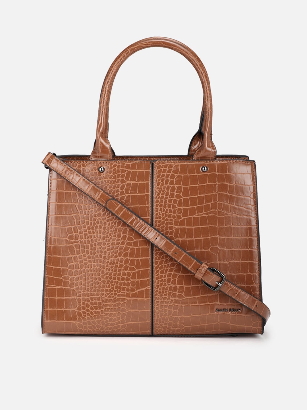 

Allen Solly Brown Textured PU Structured Handheld Bag