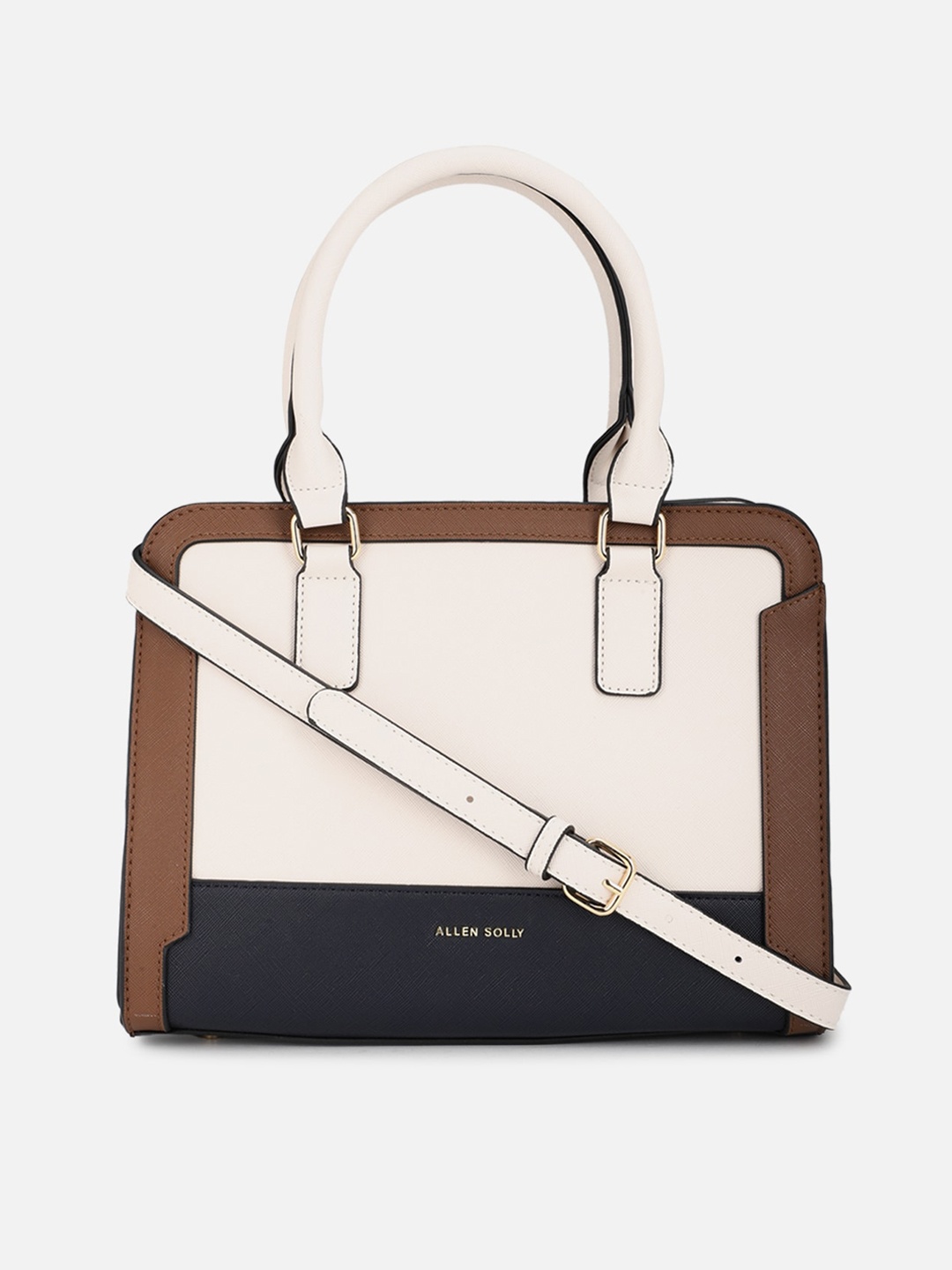 

Allen Solly Beige Colourblocked PU Structured Handheld Bag