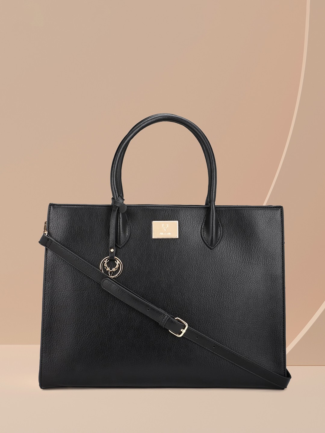 

Allen Solly Black PU Structured Handheld Bag