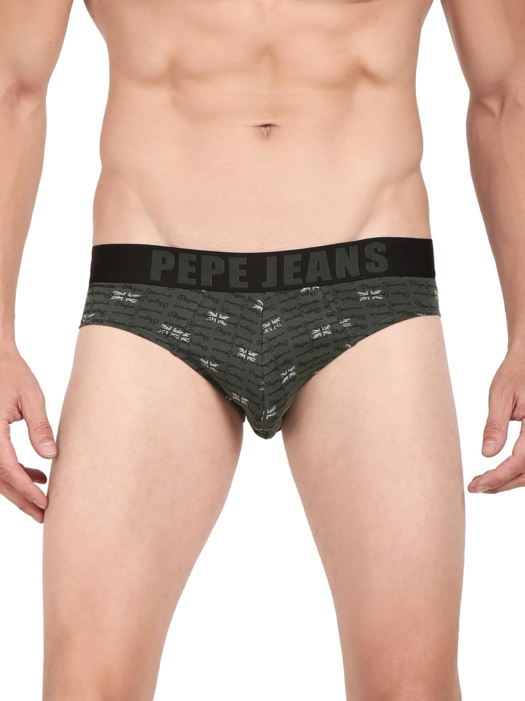 

Pepe Jeans Men Green Printed Cotton Basic Briefs