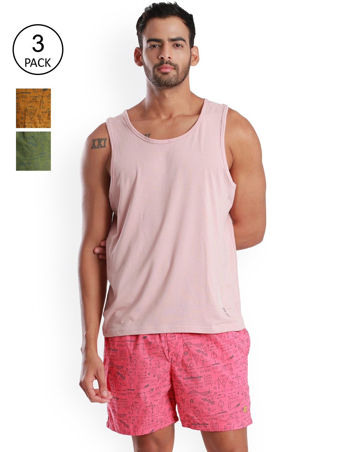 

FREECULTR Men Pack Of 3 Printed Boxers, Pink