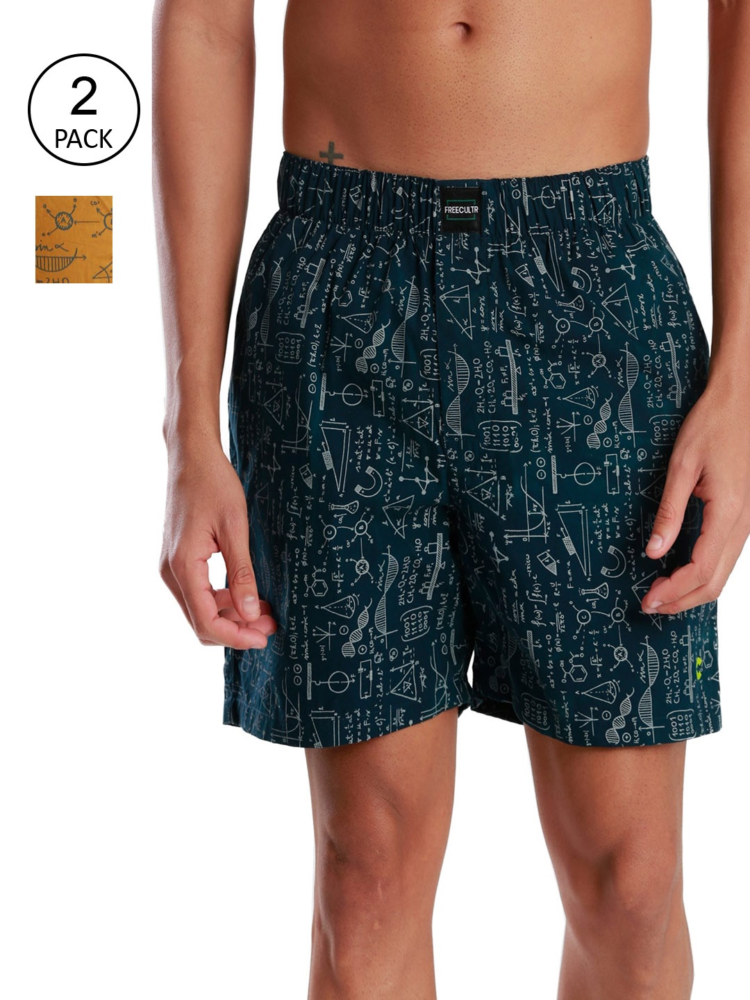 

FREECULTR Men Pack Of 2 Printed Boxers, Multi
