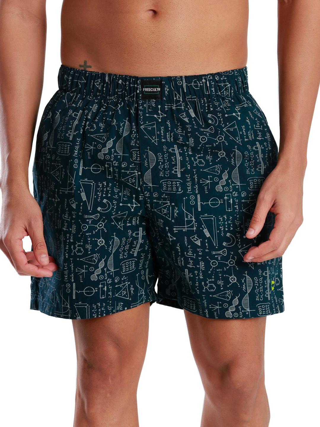 

FREECULTR Men Teal Blue Printed Organic Cotton Boxers FC-PRNT-BXR-HWB-01