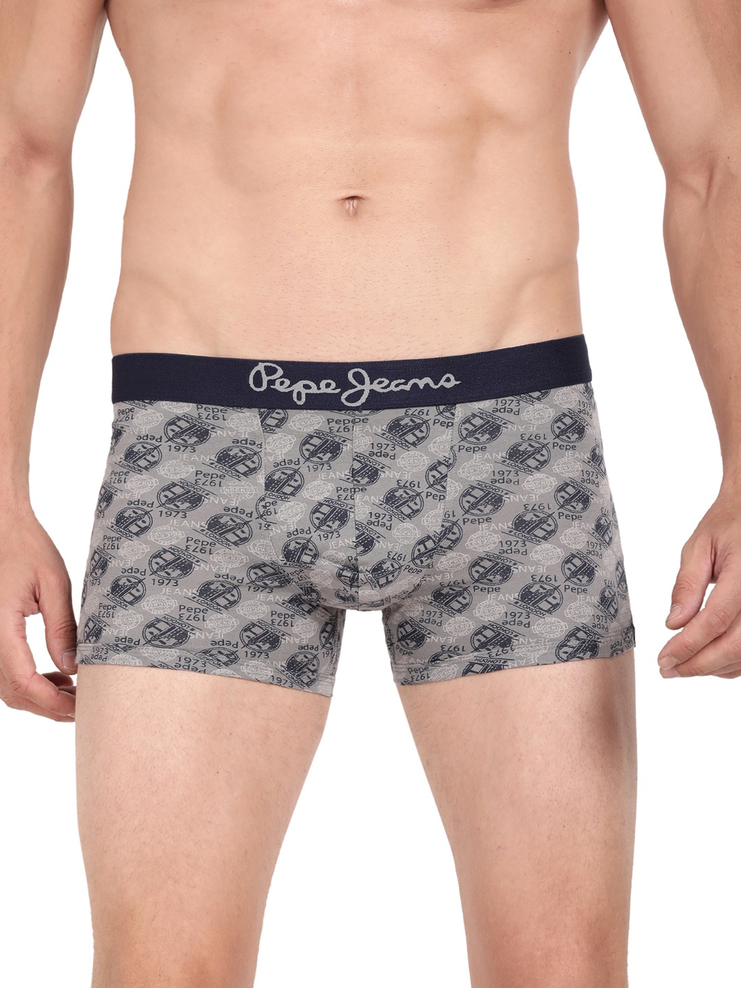 

Pepe Jeans Men Grey Printed Cotton Trunk