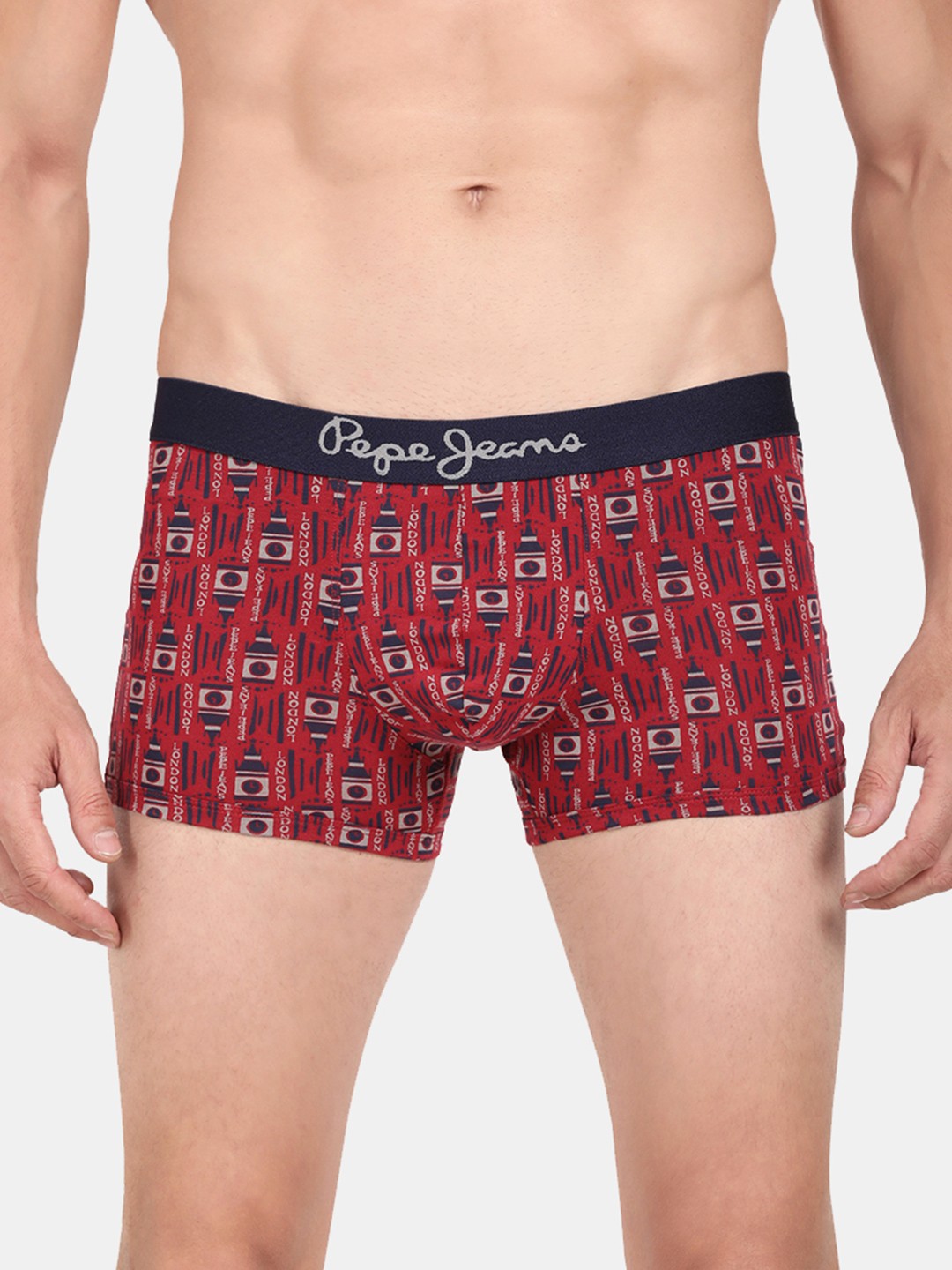 

Pepe Jeans Men Red & Navy Blue Printed Cotton Trunk CLT05-PARRY RED AOP-S