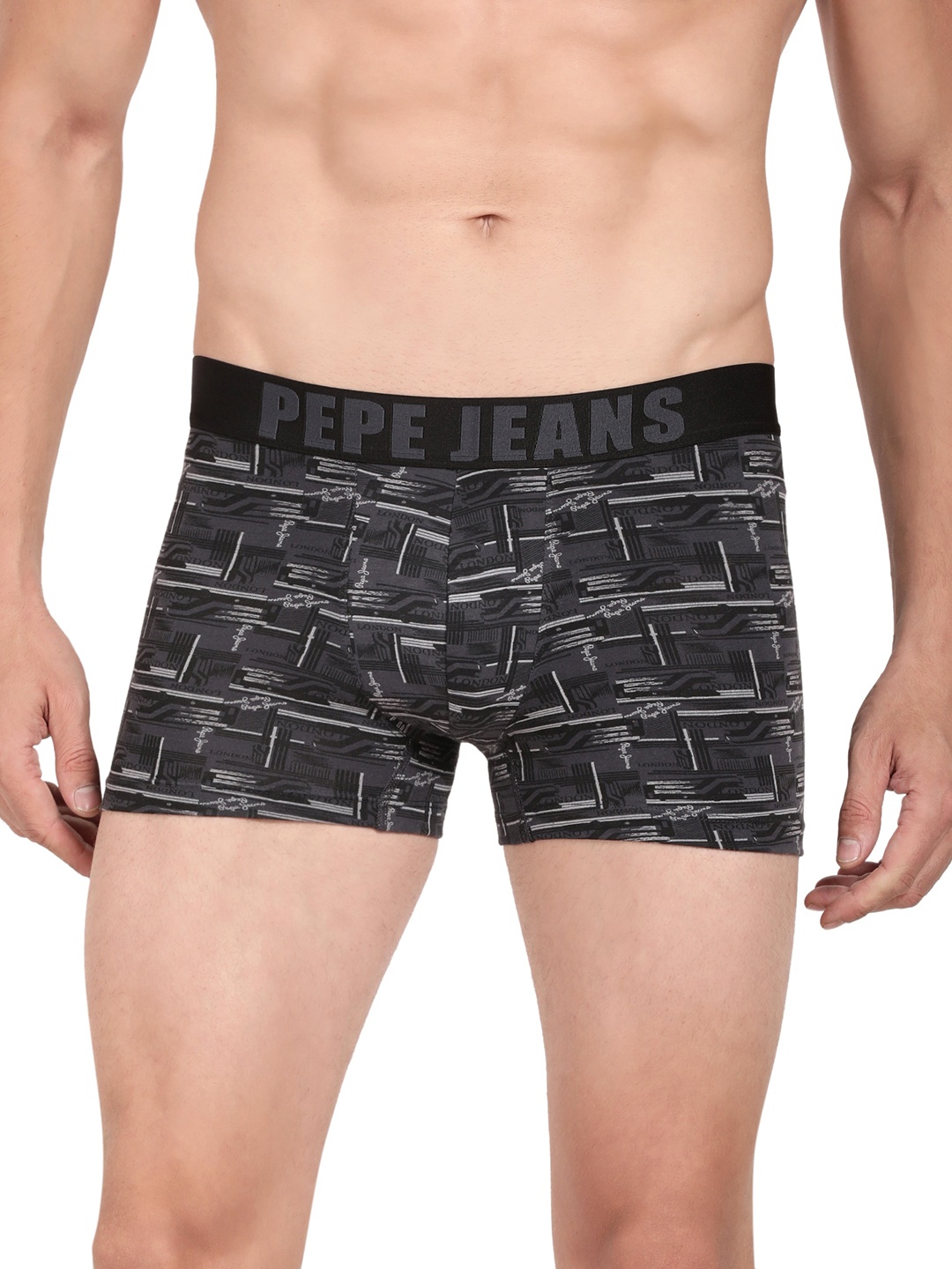 

Pepe Jeans Men Grey Printed Cotton Trunk