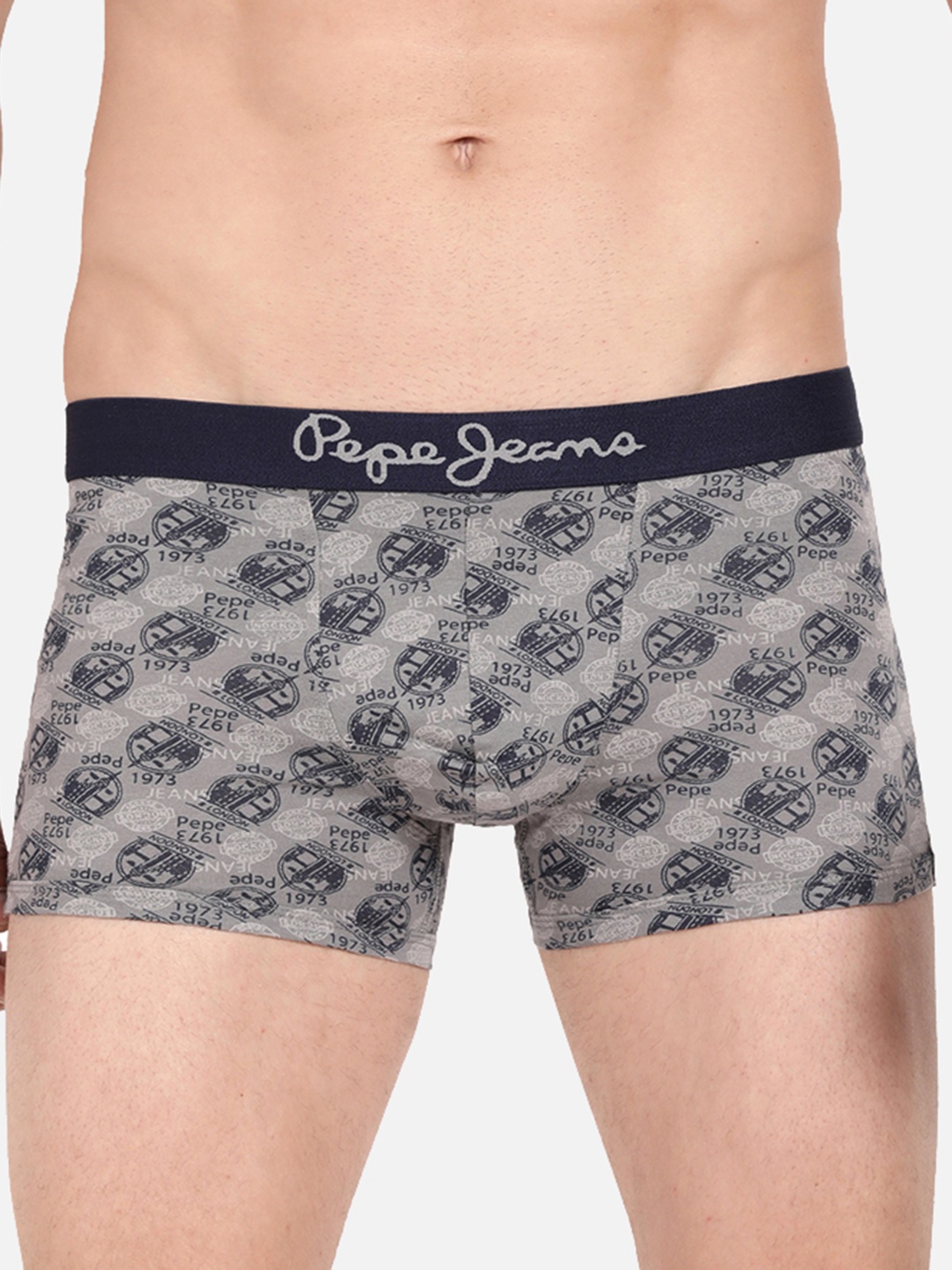 

Pepe Jeans Men Grey & White Printed Cotton Trunk CLT05-ELEPHANT SKIN AOP-S