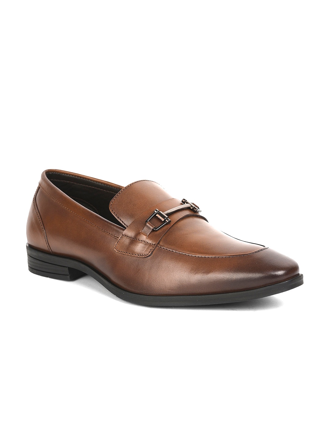 

Liberty Tan Brown Solid Leather Slip-On Formal Shoes