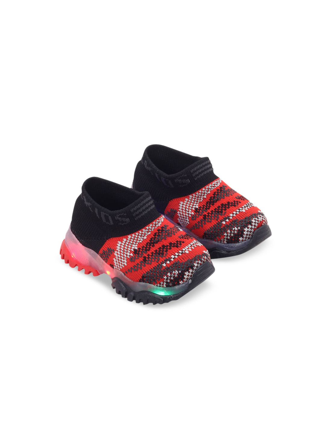 

Hopscotch Girls Red Woven Design Slip-On LED Light-Up Sneakers