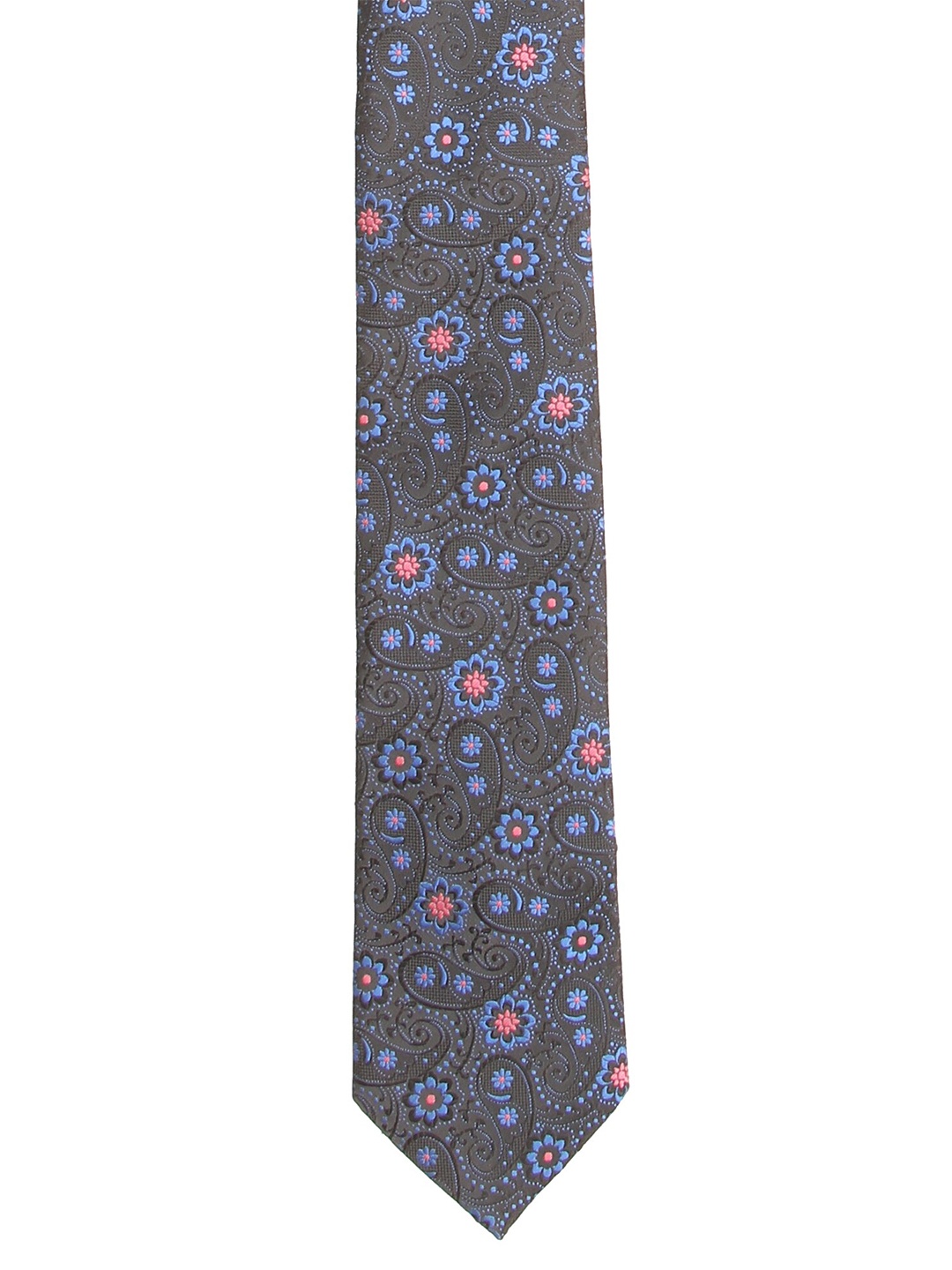 

Calvadoss Men Blue & Pink Woven Design Broad Tie