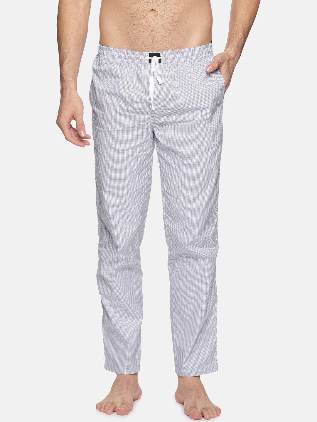 

DON VINO Men White & Black Checked Cotton Lounge Pants