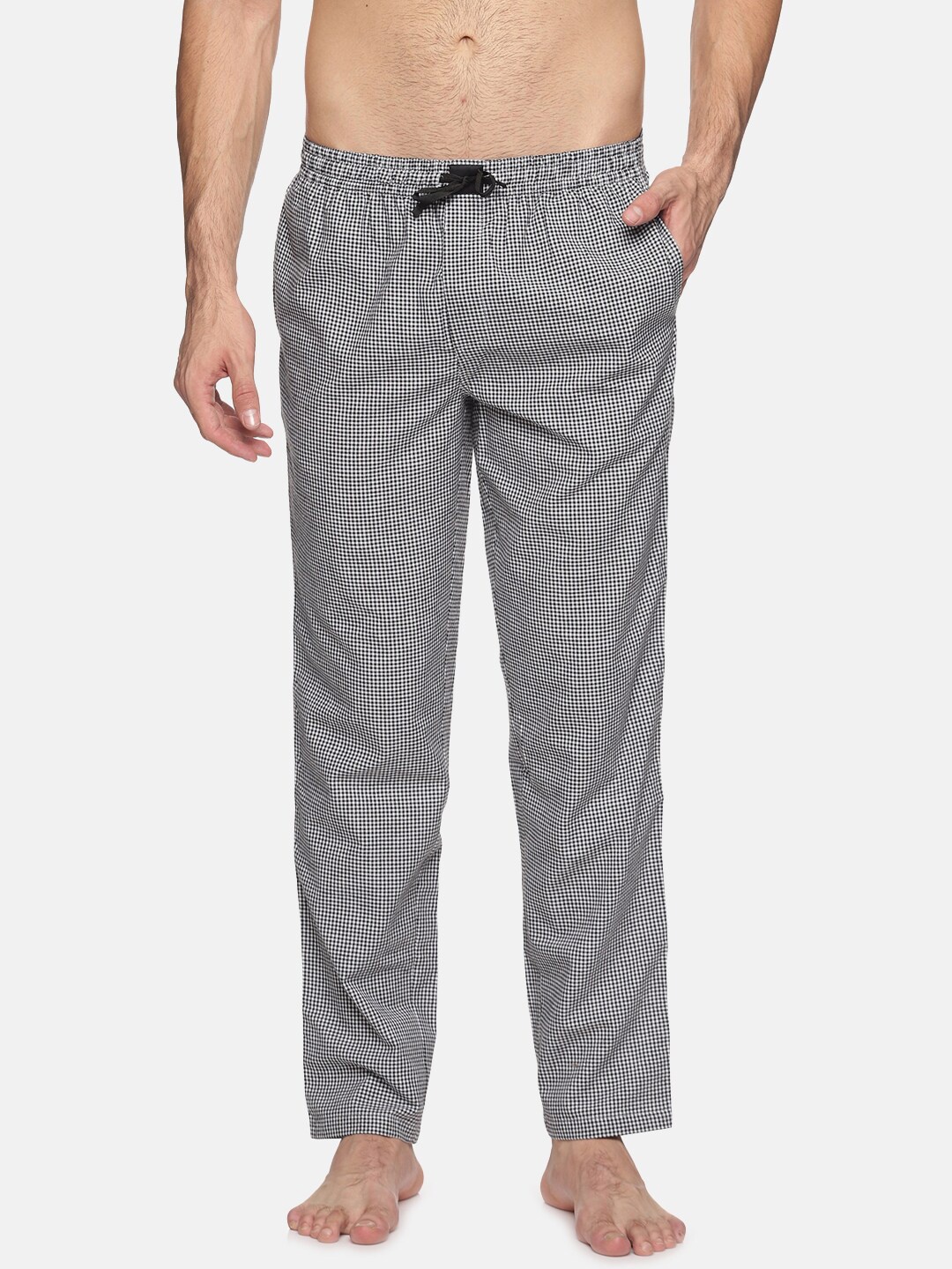 

DON VINO Men Black Micro Checked Lounge Pants