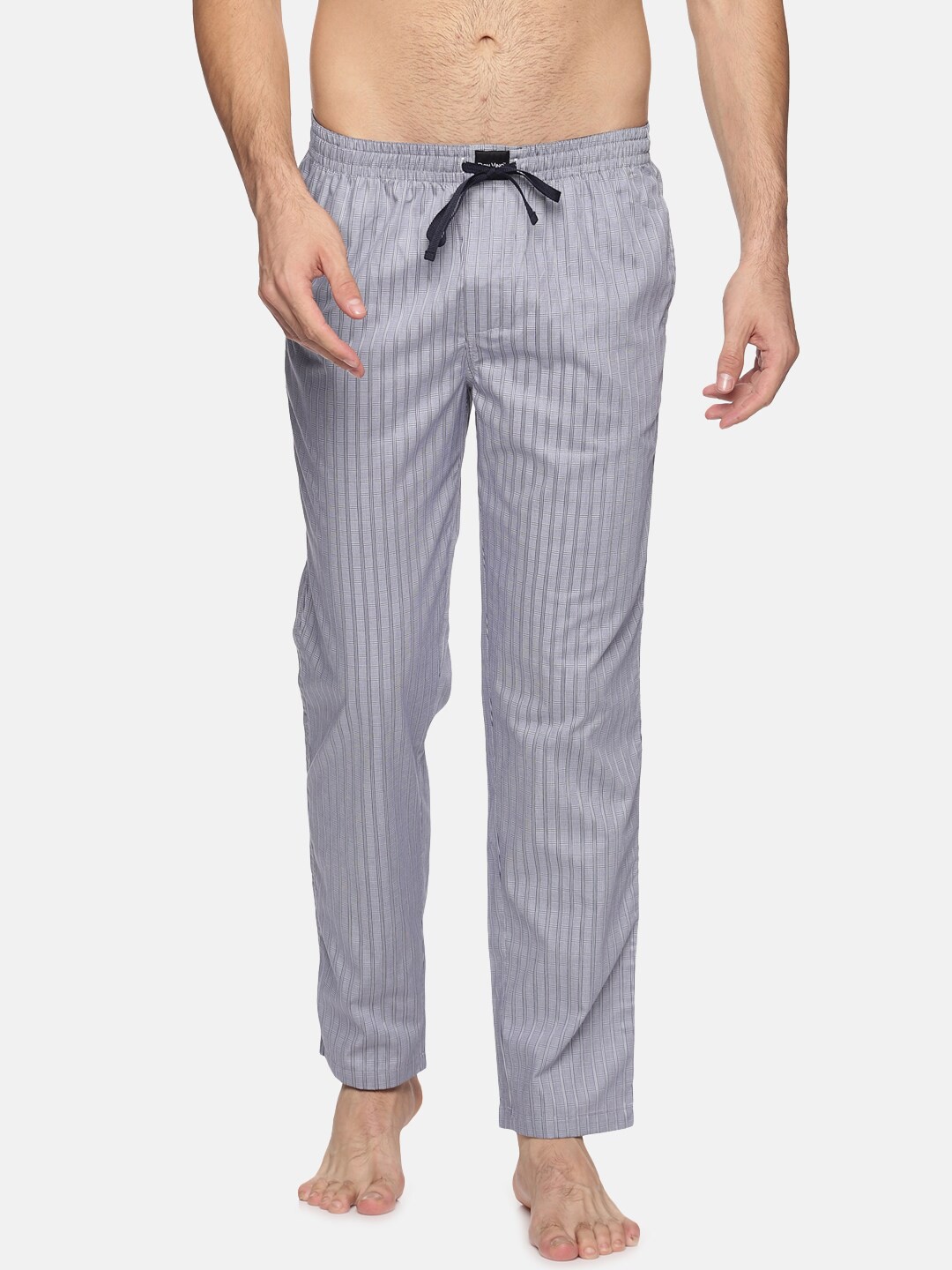 

DON VINO Men Grey & White Striped Cotton Lounge Pants