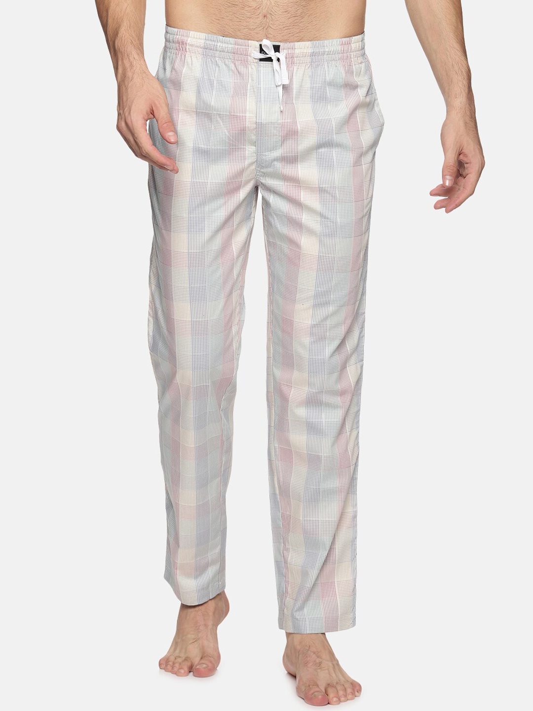 

DON VINO Men Multi-Coloured Checked Lounge Pants, White