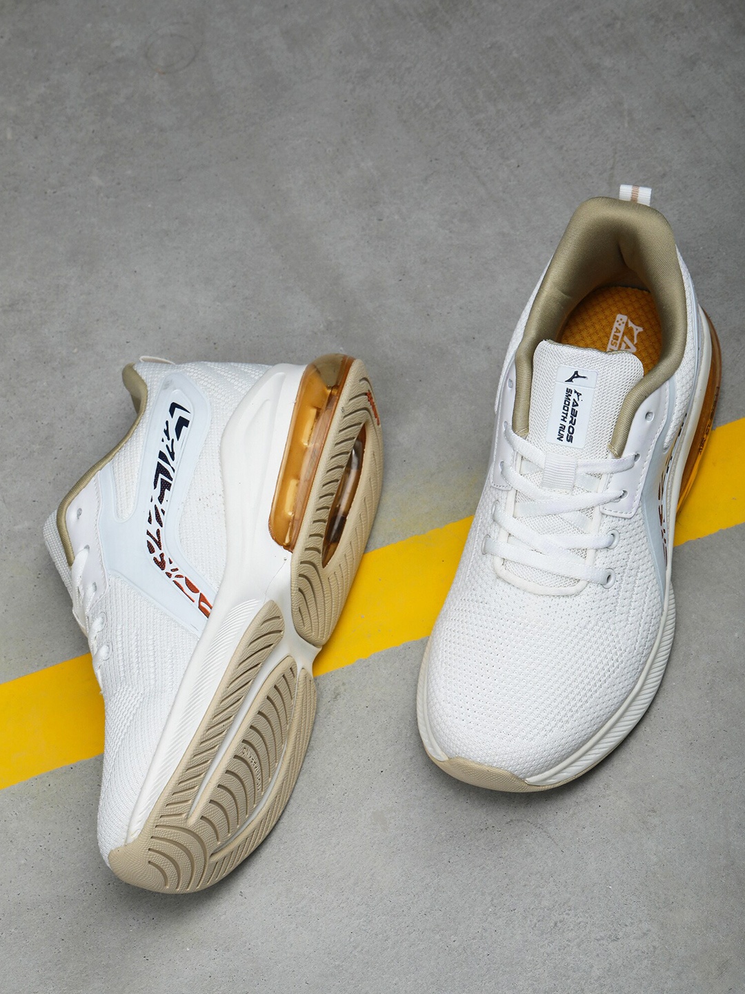 

ABROS Men White Mesh Running Shoes