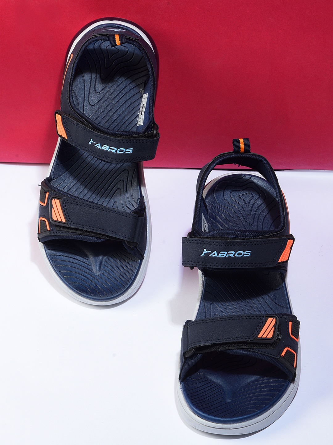 

ABROS Men Navy-Blue & Orange Solid Sports Sandals